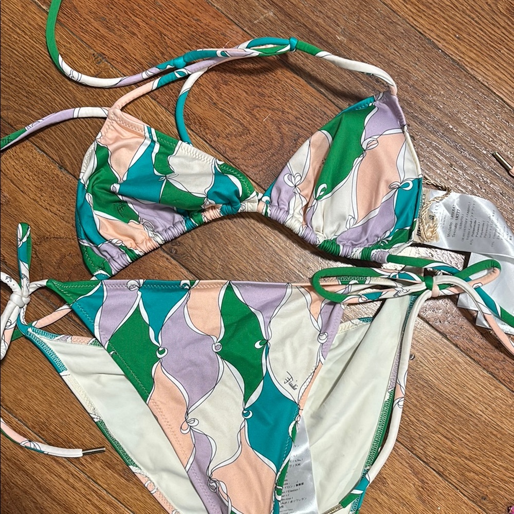 Emilio Pucci Colorful Patterned Bikini Set